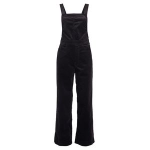 MOTHER The Greaser Ankle Velvet Wide Leg Overalls In Black